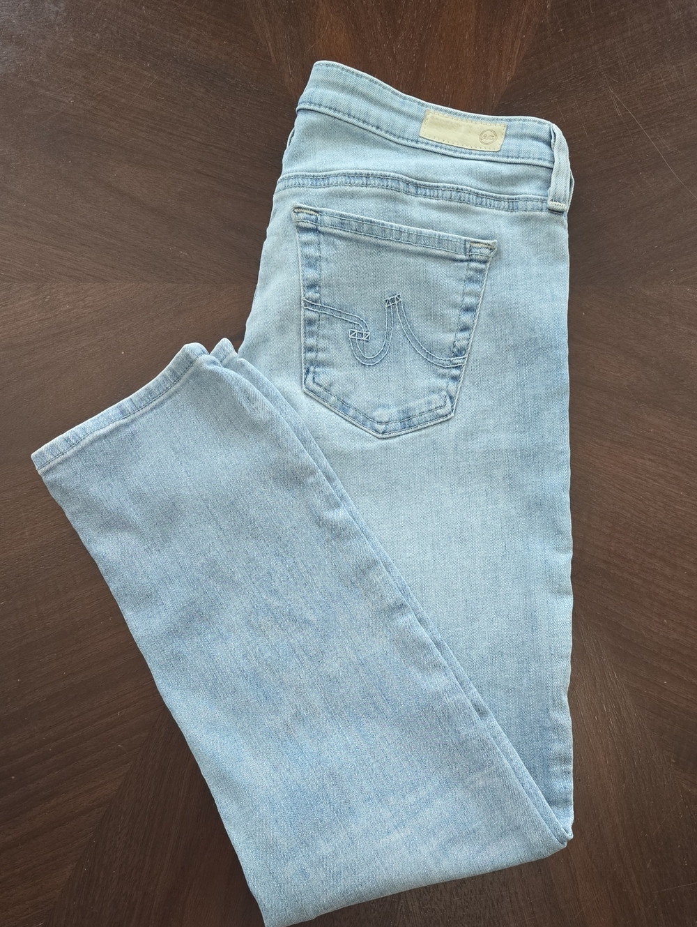 AG Light Blue Cigarette Crop Jeans